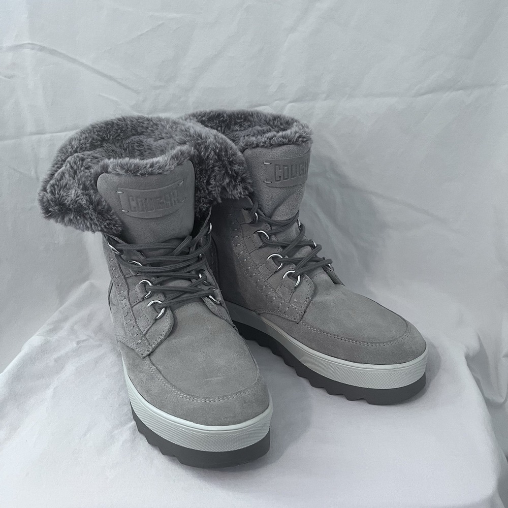Cougar Vanetta Waterproof Winter Boots Women's 8 Grey Suede & Faux Fur
